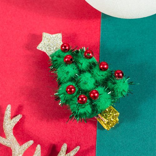 Pince à cheveux alligator arbre de Noël & à pompons - SHEIN - Modalova