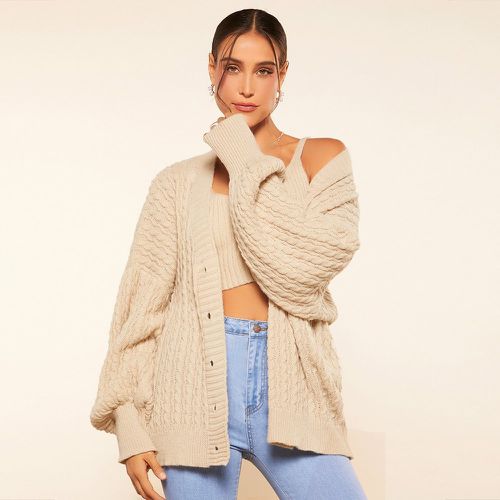 Cardigan en tricot torsadé & Top en tricot - SHEIN - Modalova