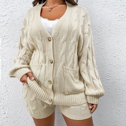 Cardigan en tricot torsadé & Short en tricot - SHEIN - Modalova