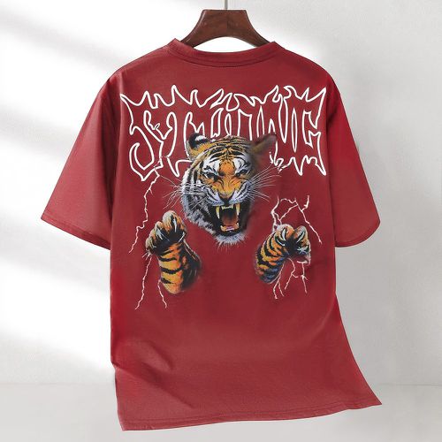 Homme T-shirt tigre et lettre - SHEIN - Modalova