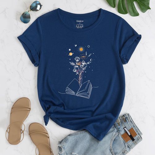 T-shirt fleuri et à imprimé galaxie - SHEIN - Modalova