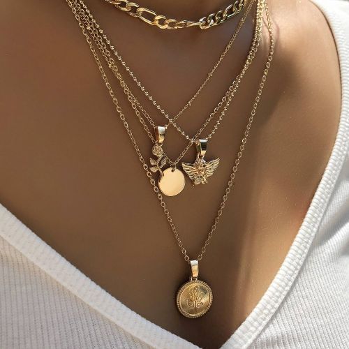 Pièces Collier breloque ange et fleur Saint Valentin - SHEIN - Modalova
