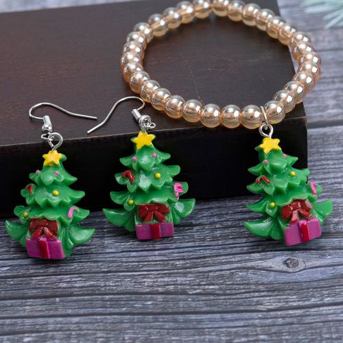 Bracelet perlé à breloque arbre Noël & pendants d'oreilles - SHEIN - Modalova