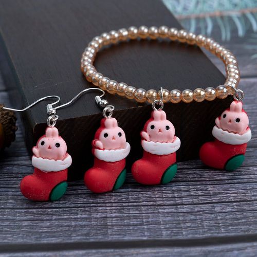 Bracelet perlé chaussette de Noël breloque & Pendants d'oreilles - SHEIN - Modalova