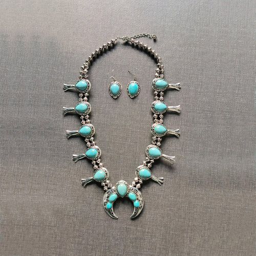 Pièces Set de bijoux goutte d'eau à détail turquoise - SHEIN - Modalova