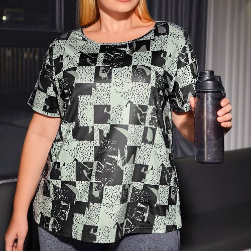 T-shirt de sport douceur à imprimé géométrique - SHEIN - Modalova