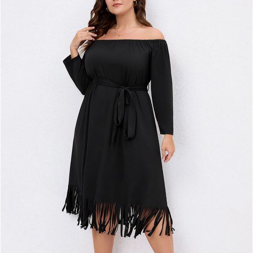 Robe ceinturée col bardot à franges - SHEIN - Modalova