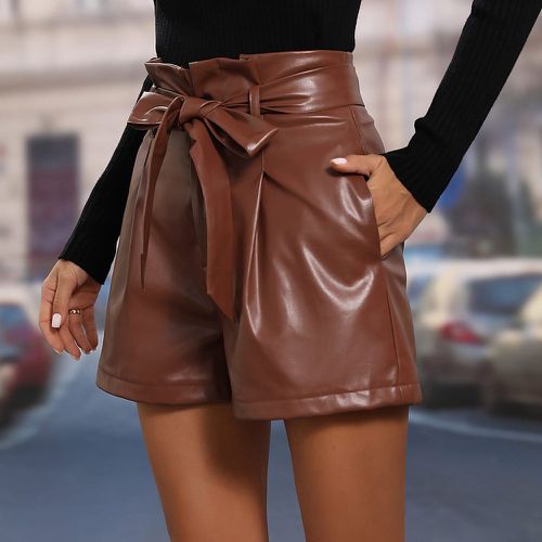 Short à poche ceinturé en cuir PU - SHEIN - Modalova