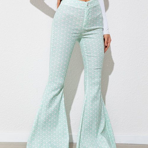Pantalon évasé style années 70 à imprimé géométrique - SHEIN - Modalova