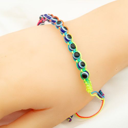 Bracelet perlé à blocs de couleurs à détail mauvais œil - SHEIN - Modalova
