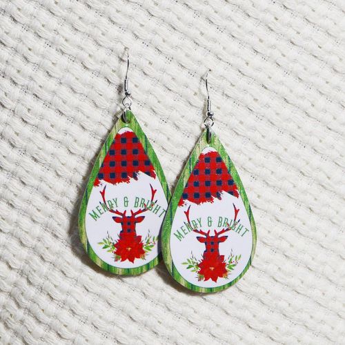 Boucles d'oreilles à design goutte d'eau à motif renne Noël - SHEIN - Modalova
