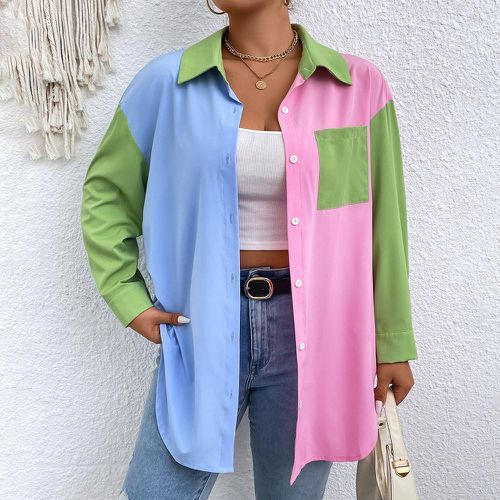 Chemise à blocs de couleurs avec poche - SHEIN - Modalova