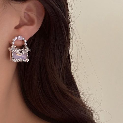 Boucles d'oreilles à strass et fausses perles design sac - SHEIN - Modalova
