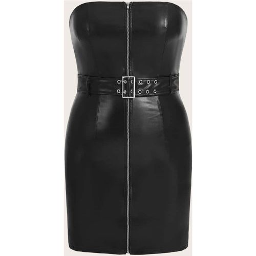 Robe moulante bustier zippé ceinturé en cuir PU - SHEIN - Modalova