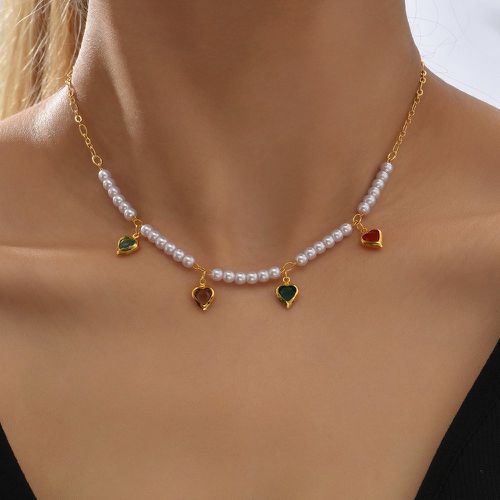 Collier à fausse perle à breloque cœur - SHEIN - Modalova