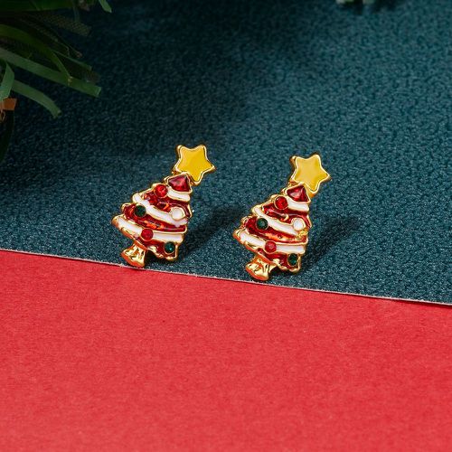Clous d'oreilles Noël avec strass arbre - SHEIN - Modalova