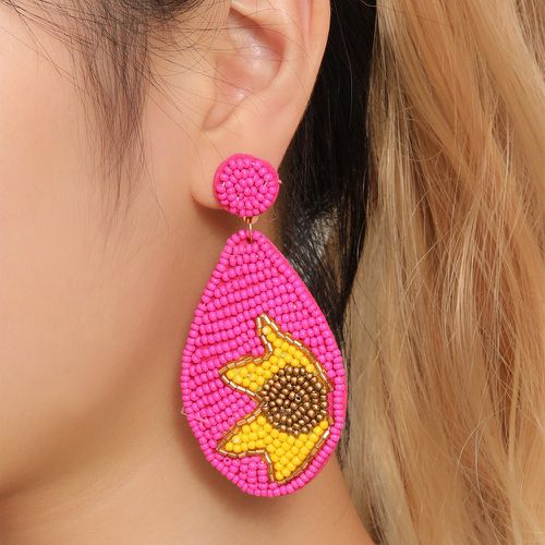 Boucles d'oreilles à design goutte d'eau à détail de fleur perlé - SHEIN - Modalova