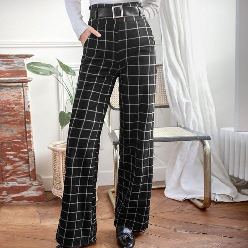 Pantalon ample taille haute à carreaux - SHEIN - Modalova