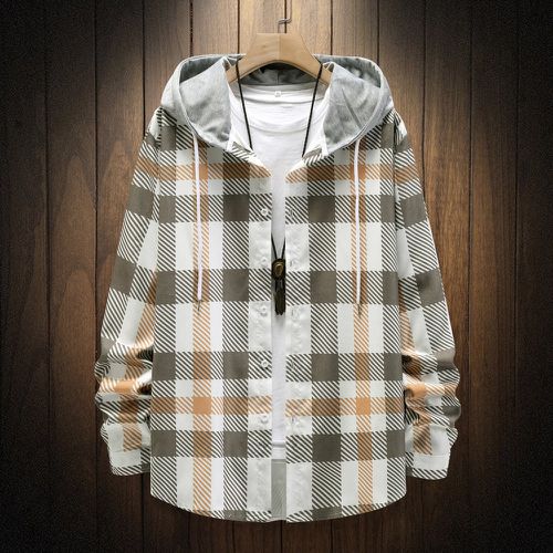 Manteau à capuche à carreaux à cordon (sans t-shirt) - SHEIN - Modalova
