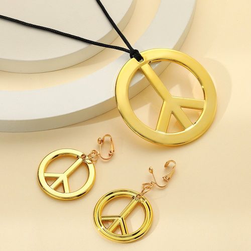 Symbole de la paix Collier avec pendentif & Clips d'oreilles - SHEIN - Modalova