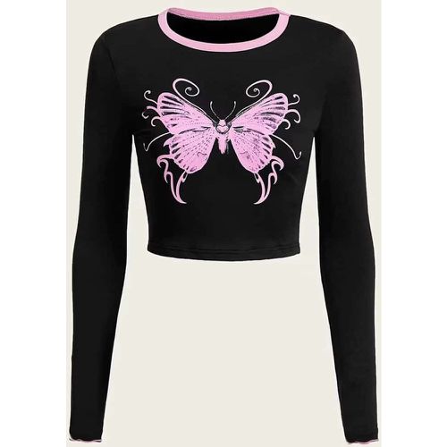 T-shirt court à imprimé papillon - SHEIN - Modalova