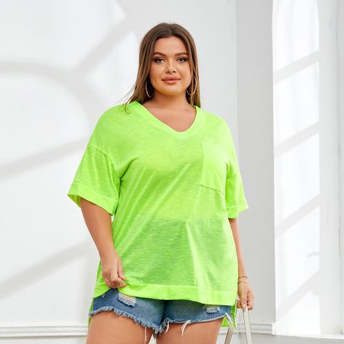 T-shirt vert fluo asymétrique fendu - SHEIN - Modalova