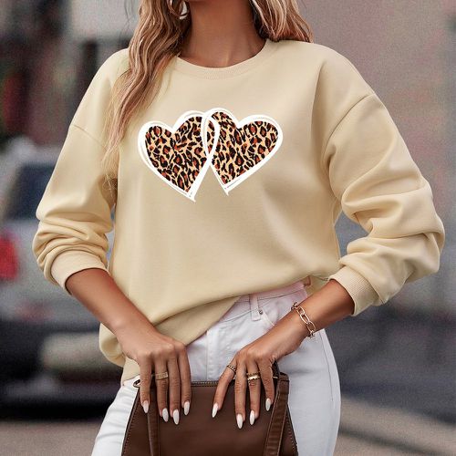 Sweat-shirt cœur et léopard - SHEIN - Modalova