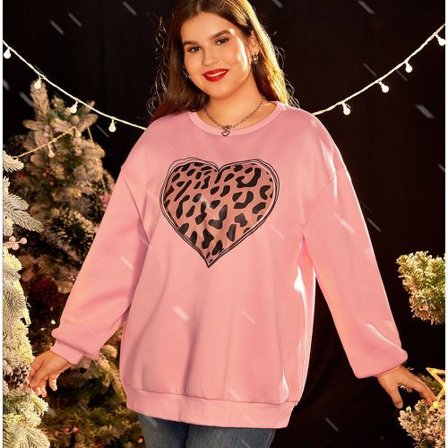 Sweat-shirt à imprimé léopard et cœur - SHEIN - Modalova