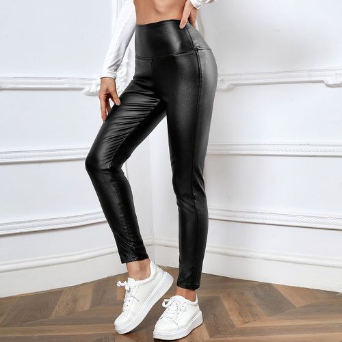 Jean skinny taille haute effet cuir - SHEIN - Modalova