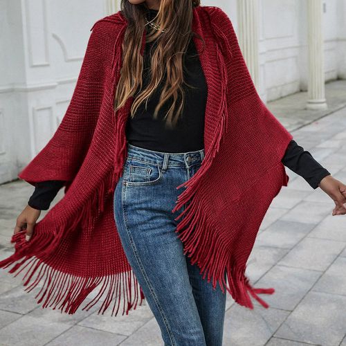 Poncho unicolore avec franges - SHEIN - Modalova