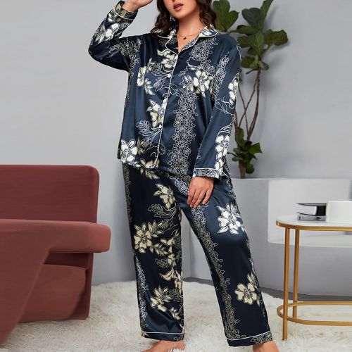 Ensemble de pyjama à imprimé floral en satin - SHEIN - Modalova