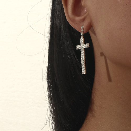 Pendants d'oreilles design croix à strass - SHEIN - Modalova