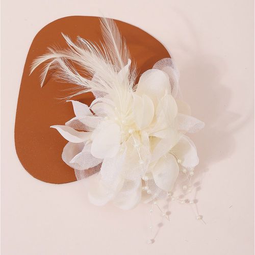 Pince à cheveux alligator fleur & à détail plume de mariée - SHEIN - Modalova