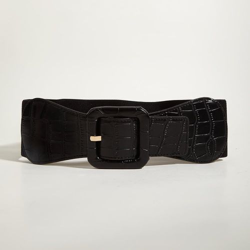 Ceinture élastique en relief de crocodile à boucle carrée - SHEIN - Modalova