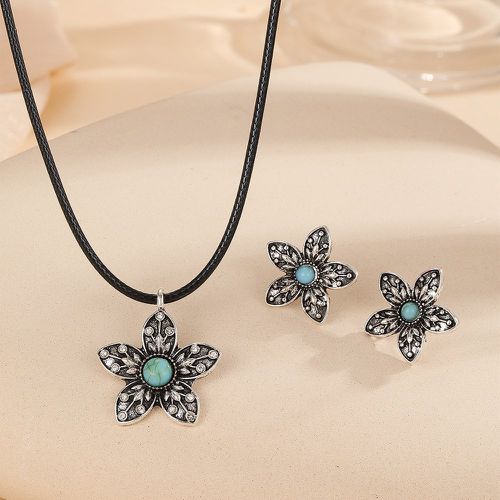 Pièces Set de bijoux turquoise & à fleur - SHEIN - Modalova