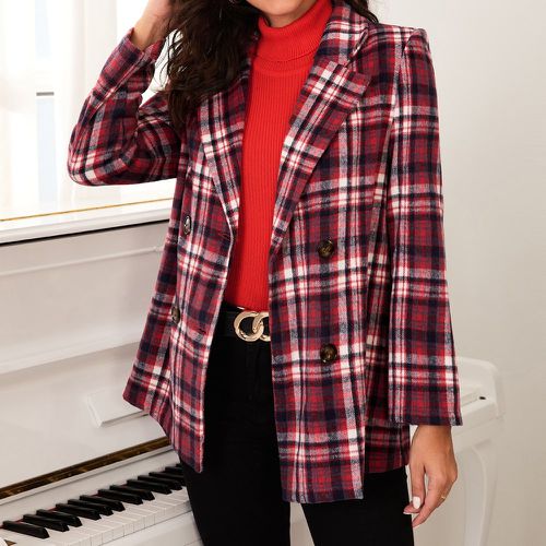 Blazer à imprimé tartan à bouton - SHEIN - Modalova