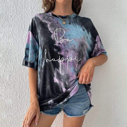 T-shirt long à lettres tie dye - SHEIN - Modalova