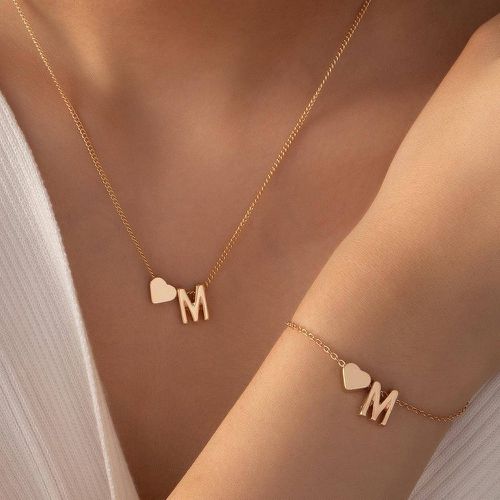 Pièces Set de bijoux cœur & à lettres - SHEIN - Modalova