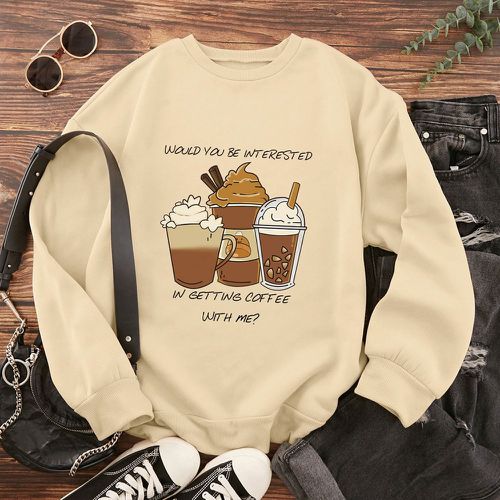 Sweat-shirt à motif café et graphique de slogan à doublure thermique - SHEIN - Modalova