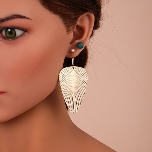 Boucles d'oreilles texturé métallique à détail feuille - SHEIN - Modalova