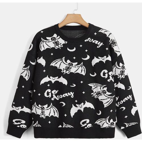 Pull lettre squelette et de chauve-souris - SHEIN - Modalova