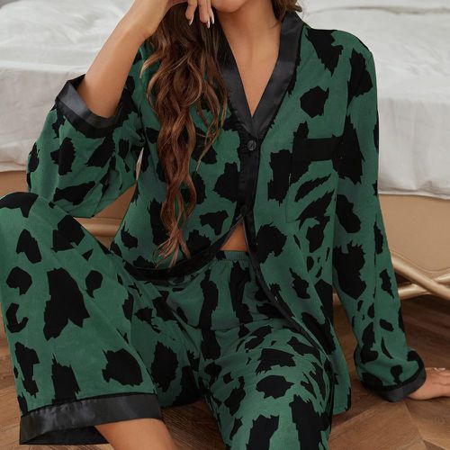 Ensemble de pyjama à imprimé à bordure contrastante - SHEIN - Modalova
