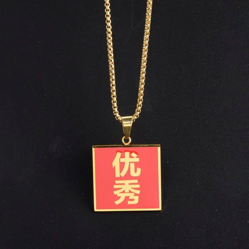 Collier avec pendentif carré à motif caractère chinois - SHEIN - Modalova