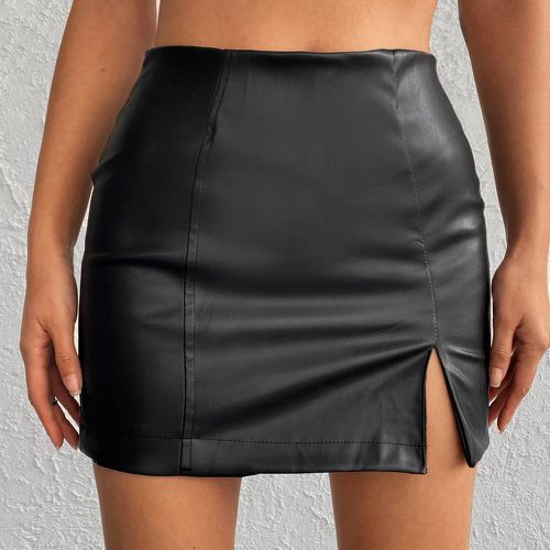 Jupe-short fendu en cuir PU - SHEIN - Modalova