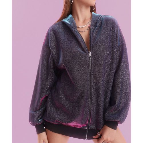 Sweat-shirt à capuche zippé métallique - SHEIN - Modalova