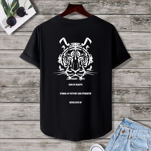 T-shirt à motif tigre et graphique de slogan - SHEIN - Modalova