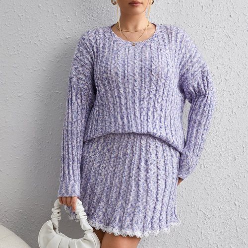 Pull & Jupe en tricot à ourlet en dentelle - SHEIN - Modalova