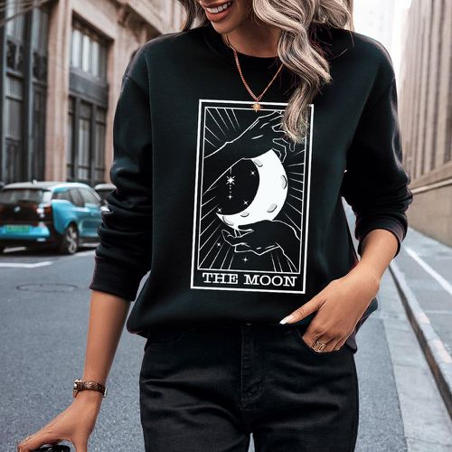 Sweat-shirt à motif lune et lettres à doublure thermique - SHEIN - Modalova