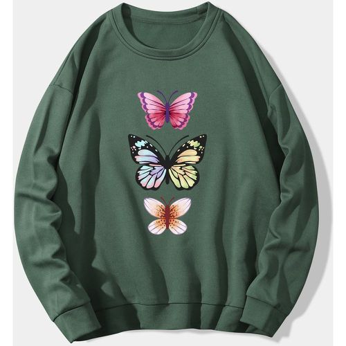 Sweat-shirt à imprimé papillon à doublure thermique - SHEIN - Modalova