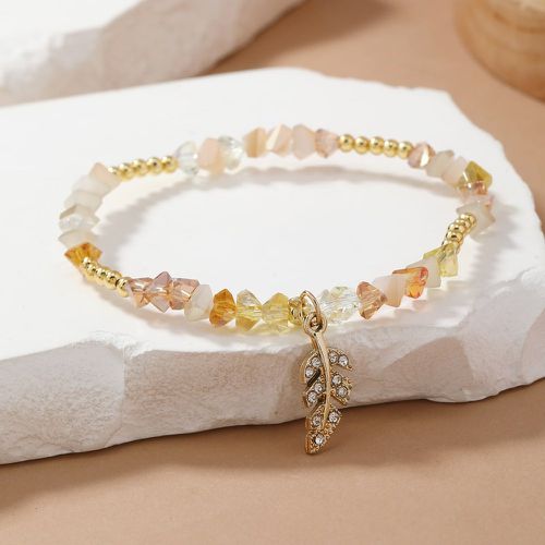 Bracelet perlé à strass à breloque feuille - SHEIN - Modalova